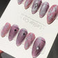 Reusable Purple Stardust Cat Eye Effect | Premium Press on Nails Gel Hand Painted Pressons Customizable Gel Nail Artist faux nails TMR997