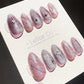 Reusable Purple Stardust Cat Eye Effect | Premium Press on Nails Gel Hand Painted Pressons Customizable Gel Nail Artist faux nails TMR997