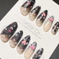 Reusable Batty Romance Web of Love Valentine Halloween| Premium Press on Nails Gel | Fake Nails | Cute Fun Colorful Gel Nail TMR998