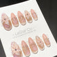 Reusable 3D Glitter Blossom Pink Cat Eye French Tip | Premium Press on Nails Gel | Fake Nails | Cute Fun Colorful Gel Nail Artist TMR999