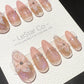 Reusable 3D Glitter Blossom Pink Cat Eye French Tip | Premium Press on Nails Gel | Fake Nails | Cute Fun Colorful Gel Nail Artist TMR999