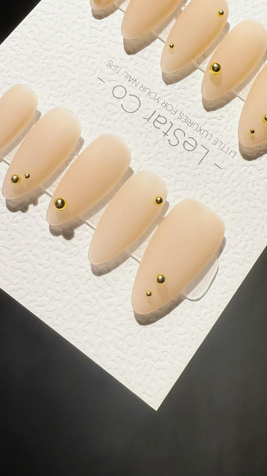 Reusable Nude Minimal Glam Matte finish | Premium Press on Nails Gel Hand Painted Pressons Customizable Gel Nail Artist faux nails WM1000