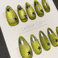 Reusable Lime Stardust Cat Eye Effect | Premium Press on Nails Gel Hand Painted Pressons Customizable Gel Nail Artist faux nails WM1001