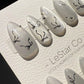 Reusable Shimmering Bows Cat Eye Effect | Premium Press on Nails Gel Hand Painted Pressons Customizable Gel Nail Artist nail WM1003