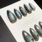 Reusable Galactic Green Cat Eye Effect | Premium Press on Nails Gel Hand Painted Pressons Customizable Gel Nail Artist faux nails WM1004