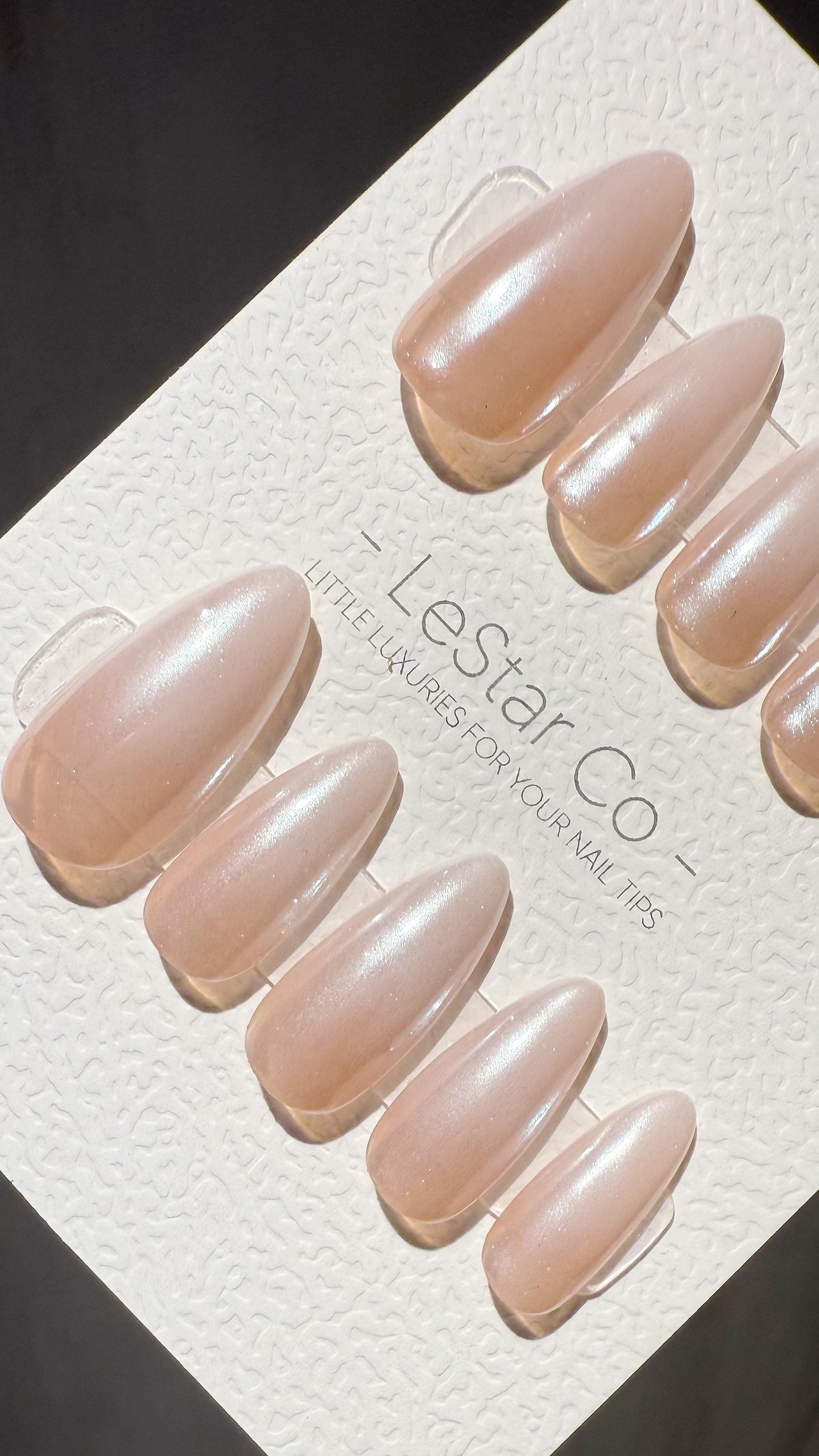 Reusable Peachy Shine | Premium Press on Nails Gel Hand Painted Pressons Customizable Gel Nail Artist faux nails TMR1005