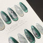 Reusable Teal Sparkle Cat Eye Effect | Premium Press on Nails Gel Hand Painted Pressons Customizable Gel Nail Artist faux nails TMR1006
