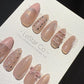 Reusable Pink Sparkling Lace Cat Eye Effect | Premium Press on Nails Gel | Fake Nails | Cute Fun Colorful Gel Nail Artist faux nails TMR1011