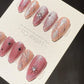Reusable Pink Galaxy Cat Eye Effect | Premium Press on Nails Gel Hand Painted Pressons Customizable Gel Nail Artist faux nails TMR1012