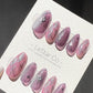Reusable Purple Stardust Cat Eye Effect | Premium Press on Nails Gel Hand Painted Pressons Customizable Gel Nail Artist faux nails TMR997