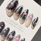 Reusable Batty Romance Web of Love Valentine Halloween| Premium Press on Nails Gel | Fake Nails | Cute Fun Colorful Gel Nail TMR998