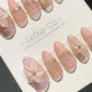 Reusable 3D Glitter Blossom Pink Cat Eye French Tip | Premium Press on Nails Gel | Fake Nails | Cute Fun Colorful Gel Nail Artist TMR999