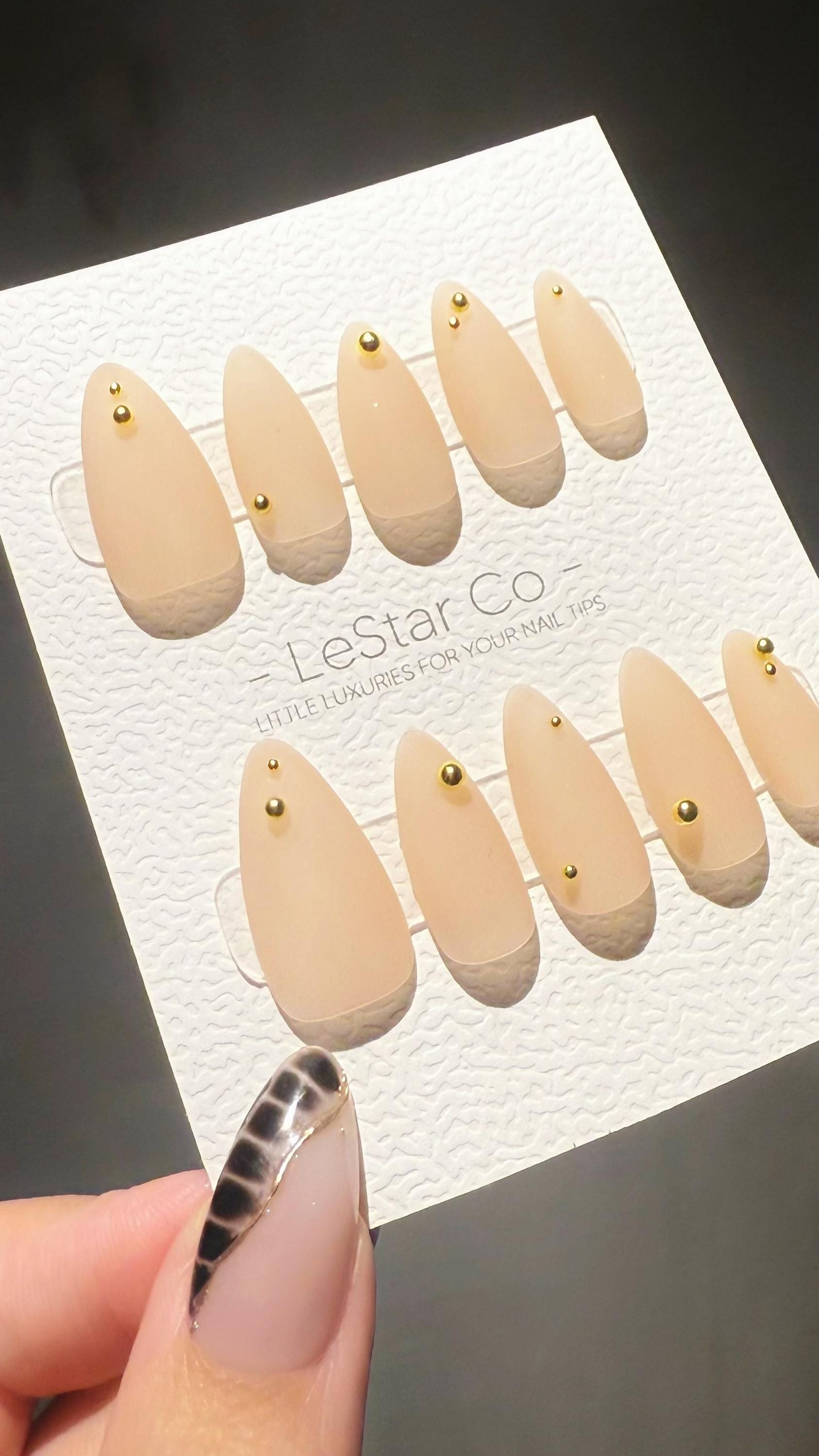 Reusable Nude Minimal Glam Matte finish | Premium Press on Nails Gel Hand Painted Pressons Customizable Gel Nail Artist faux nails WM1000