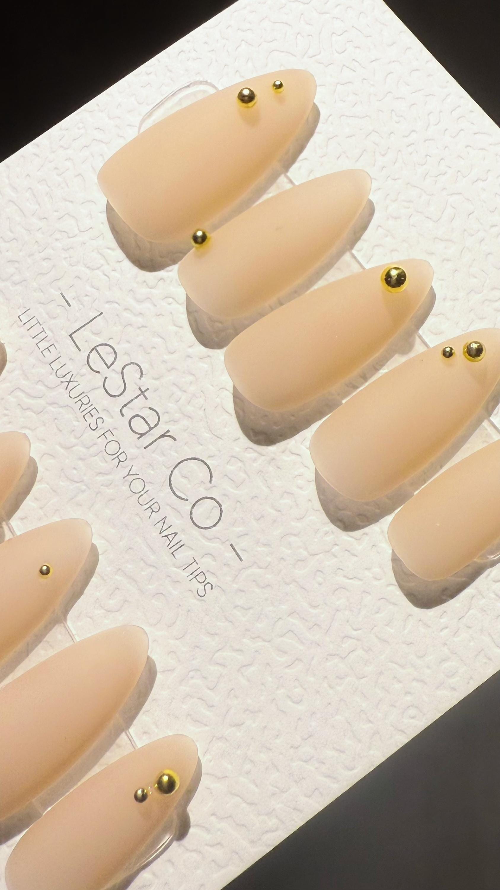 Reusable Nude Minimal Glam Matte finish | Premium Press on Nails Gel Hand Painted Pressons Customizable Gel Nail Artist faux nails WM1000