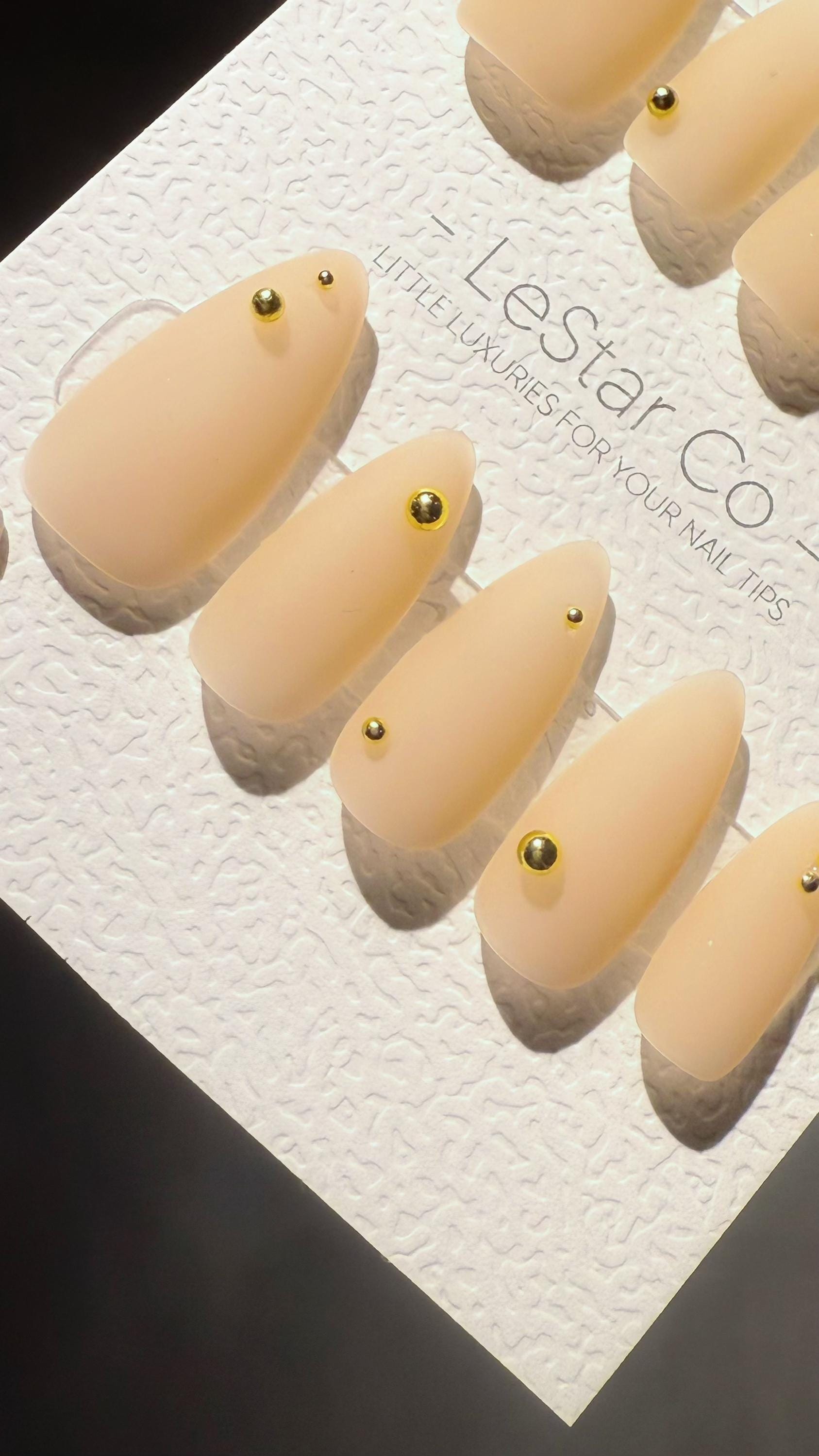 Reusable Nude Minimal Glam Matte finish | Premium Press on Nails Gel Hand Painted Pressons Customizable Gel Nail Artist faux nails WM1000