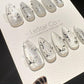 Reusable Shimmering Bows Cat Eye Effect | Premium Press on Nails Gel Hand Painted Pressons Customizable Gel Nail Artist nail WM1003