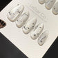 Reusable Shimmering Bows Cat Eye Effect | Premium Press on Nails Gel Hand Painted Pressons Customizable Gel Nail Artist nail WM1003