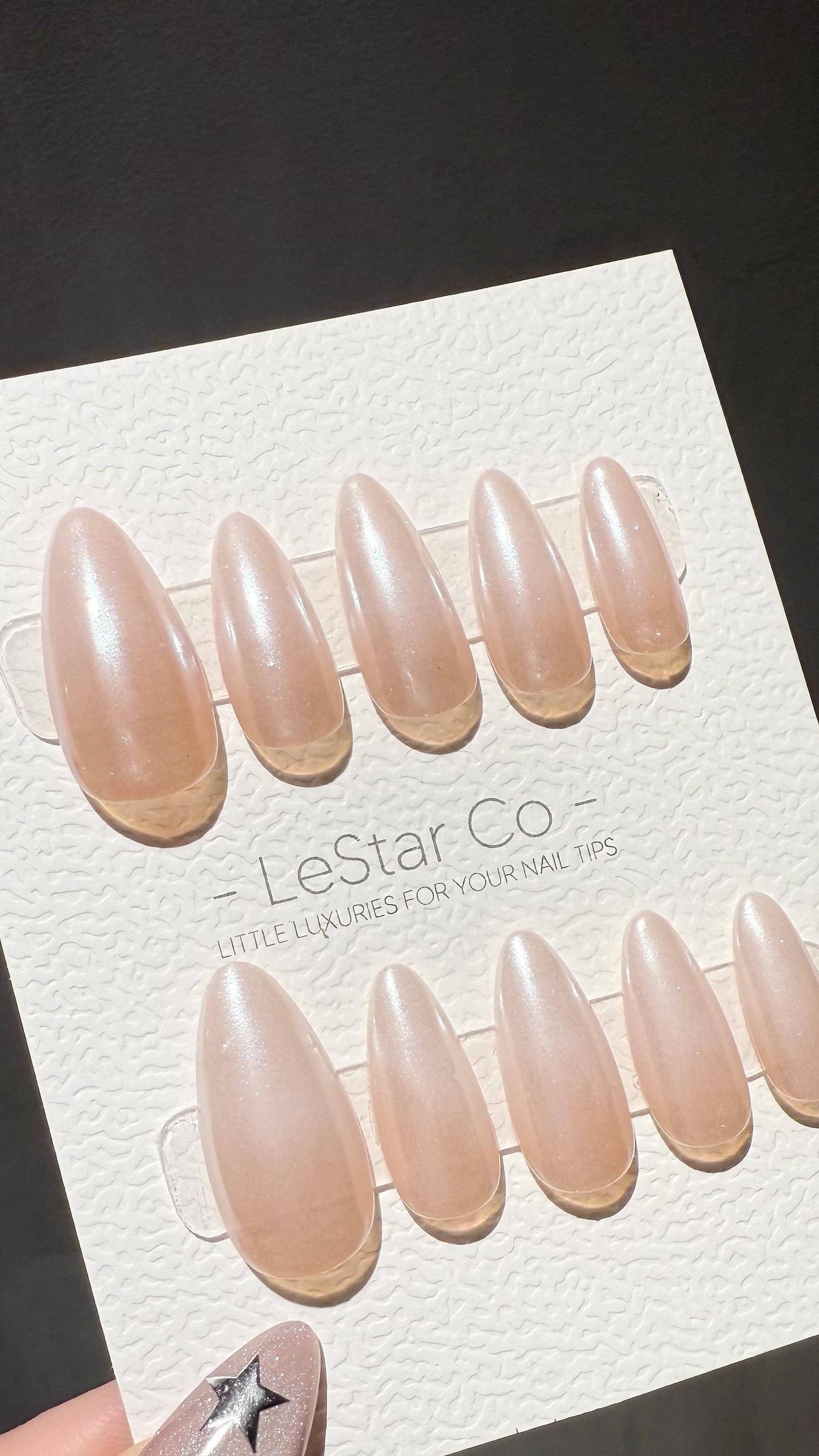 Reusable Peachy Shine | Premium Press on Nails Gel Hand Painted Pressons Customizable Gel Nail Artist faux nails TMR1005