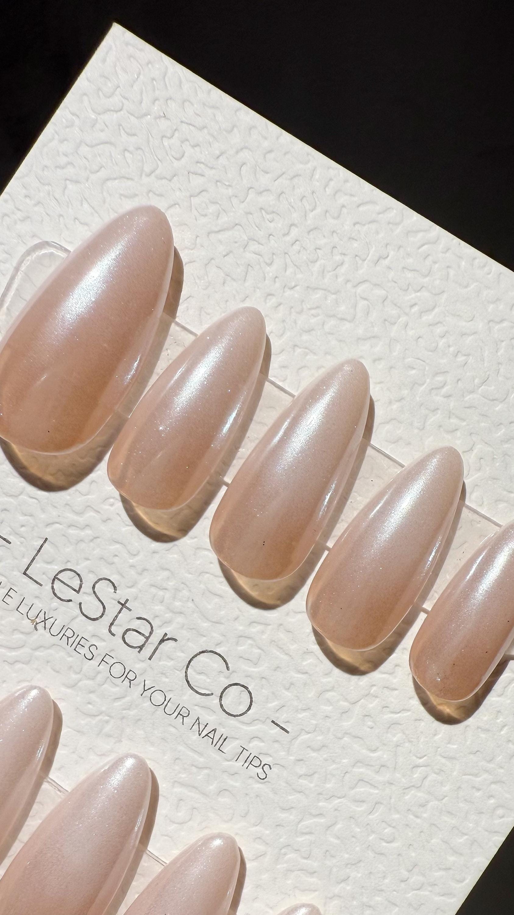 Reusable Peachy Shine | Premium Press on Nails Gel Hand Painted Pressons Customizable Gel Nail Artist faux nails TMR1005