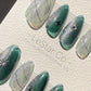 Reusable Teal Sparkle Cat Eye Effect | Premium Press on Nails Gel Hand Painted Pressons Customizable Gel Nail Artist faux nails TMR1006
