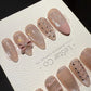 Reusable Pink Sparkling Lace Cat Eye Effect | Premium Press on Nails Gel | Fake Nails | Cute Fun Colorful Gel Nail Artist faux nails TMR1011