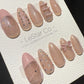 Reusable Pink Sparkling Lace Cat Eye Effect | Premium Press on Nails Gel | Fake Nails | Cute Fun Colorful Gel Nail Artist faux nails TMR1011