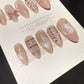 Reusable Pink Sparkling Lace Cat Eye Effect | Premium Press on Nails Gel | Fake Nails | Cute Fun Colorful Gel Nail Artist faux nails TMR1011
