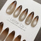 Reusable Soft Brew Cat Eye Effect | Premium Press on Nails Gel Hand Painted Pressons Customizable Gel Nail Artist fake nails WM1014