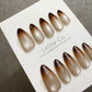 Reusable Soft Brew Cat Eye Effect | Premium Press on Nails Gel Hand Painted Pressons Customizable Gel Nail Artist fake nails WM1014