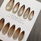 Reusable Soft Brew Cat Eye Effect | Premium Press on Nails Gel Hand Painted Pressons Customizable Gel Nail Artist fake nails WM1014