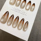 Reusable Soft Brew Cat Eye Effect | Premium Press on Nails Gel Hand Painted Pressons Customizable Gel Nail Artist fake nails WM1014