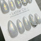 Reusable Frozen Opal Cat Eye Effect | Premium Press on Nails Gel Hand Painted Pressons Customizable Gel Nail faux nails WM1015