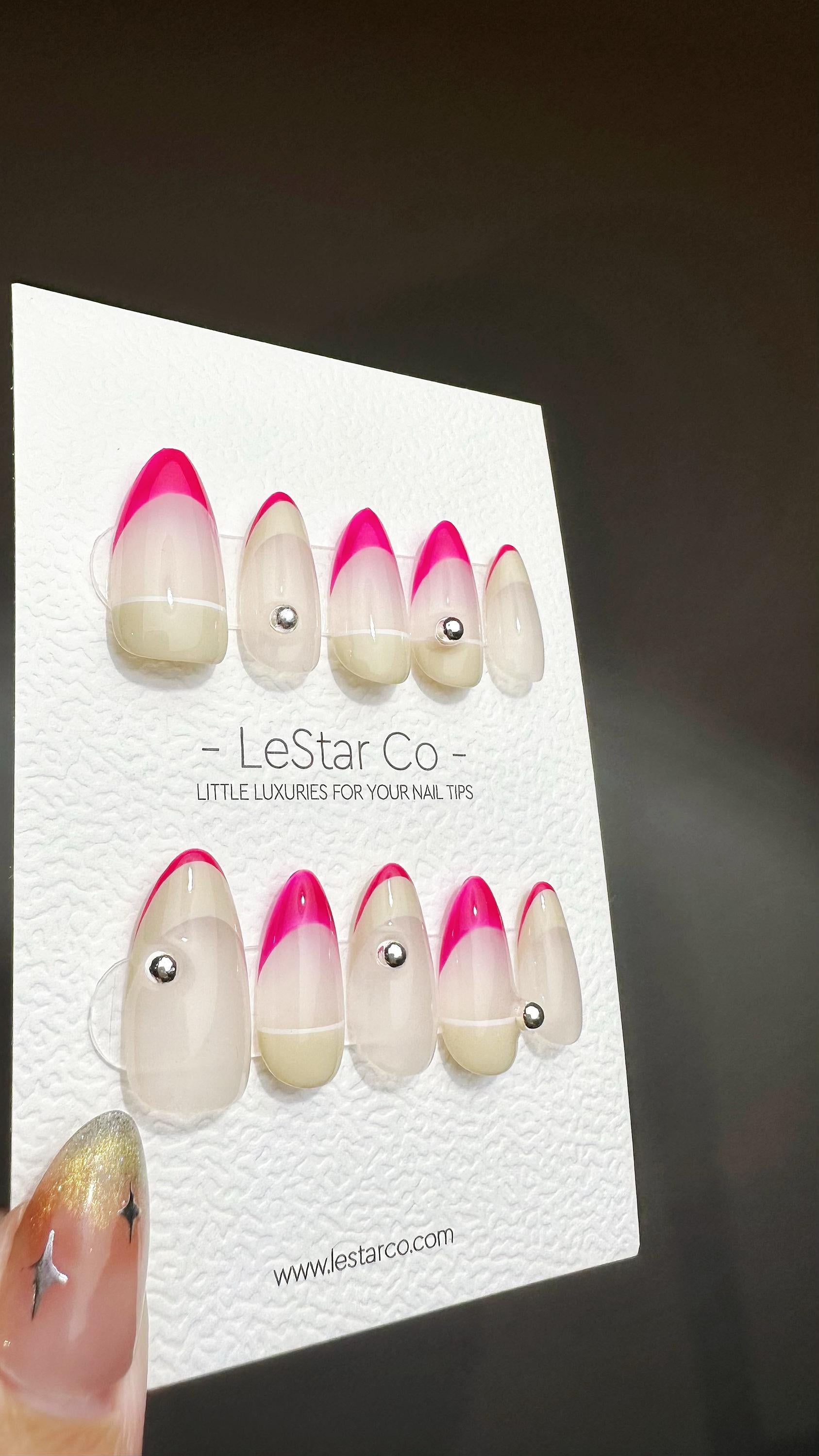 Reusable Neon Blush | Premium Press on Nails Gel Hand Painted Pressons Customizable Gel Nail Artist faux nails ML623
