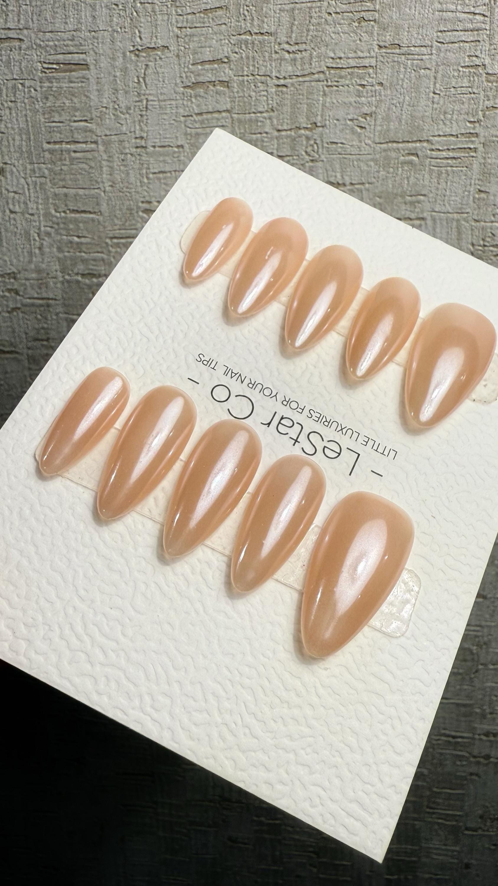 Reusable Silk Nude | Premium Press on Nails Gel Hand Painted Pressons Customizable Gel Nail Artist faux nails WM1020