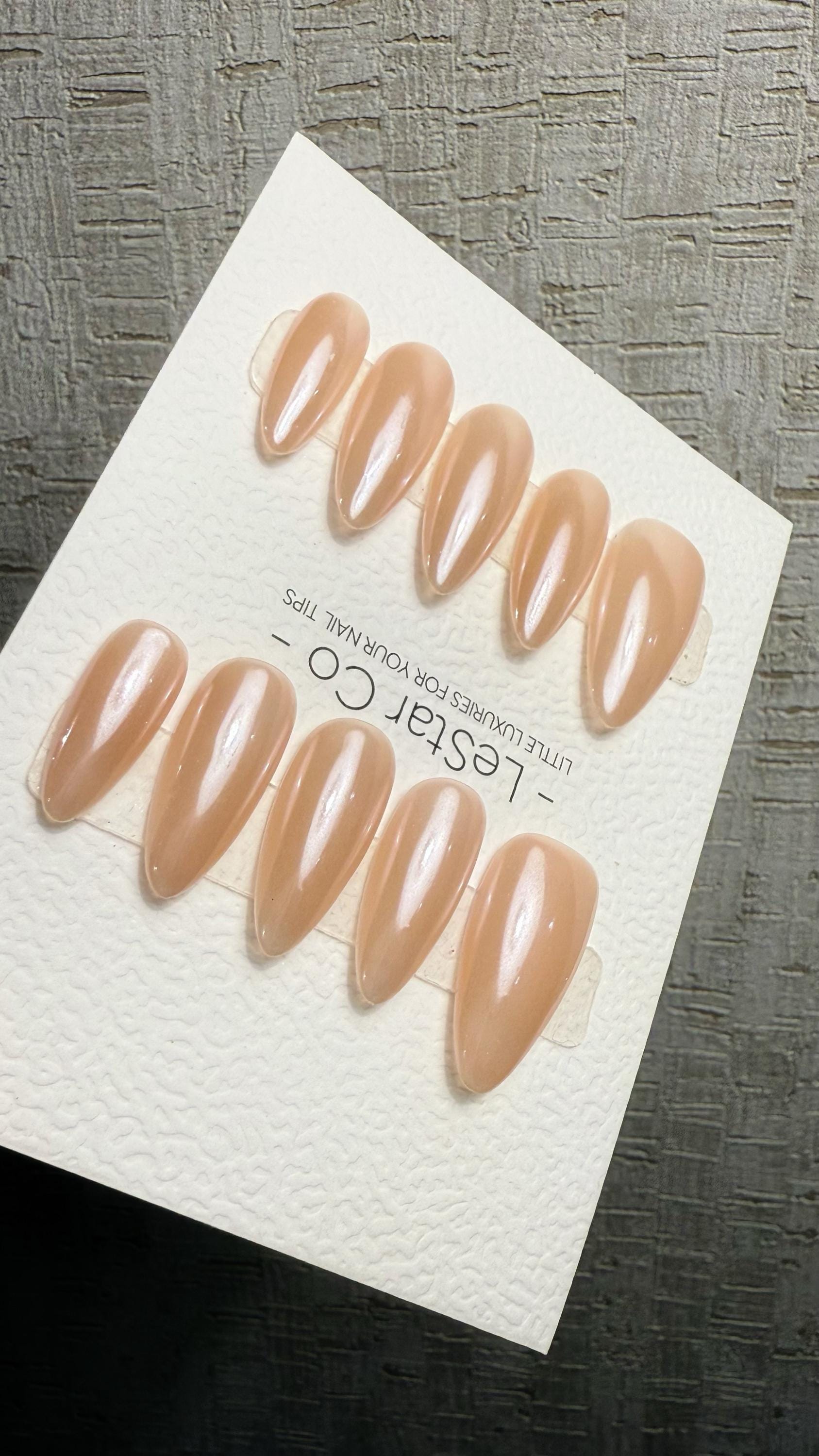 Reusable Silk Nude | Premium Press on Nails Gel Hand Painted Pressons Customizable Gel Nail Artist faux nails WM1020