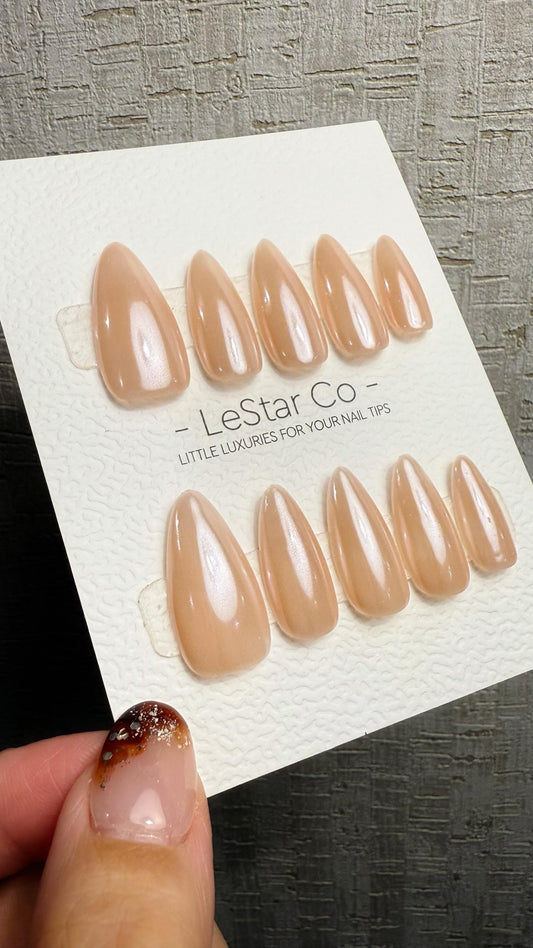 Reusable Silk Nude | Premium Press on Nails Gel Hand Painted Pressons Customizable Gel Nail Artist faux nails WM1020