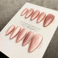 Reusable Silky Rosewood Cat Eye Effect | Nails Premium Press on Nails Gel Manicure Handprint Pressons Handmade | Lestarco nails WM1021