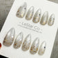 Reusable Silver Comet Cat Eye Effect| Premium Press on Nails Gel | Fake Nails | Cute Fun Colorful Gel Nail faux nails WM1022