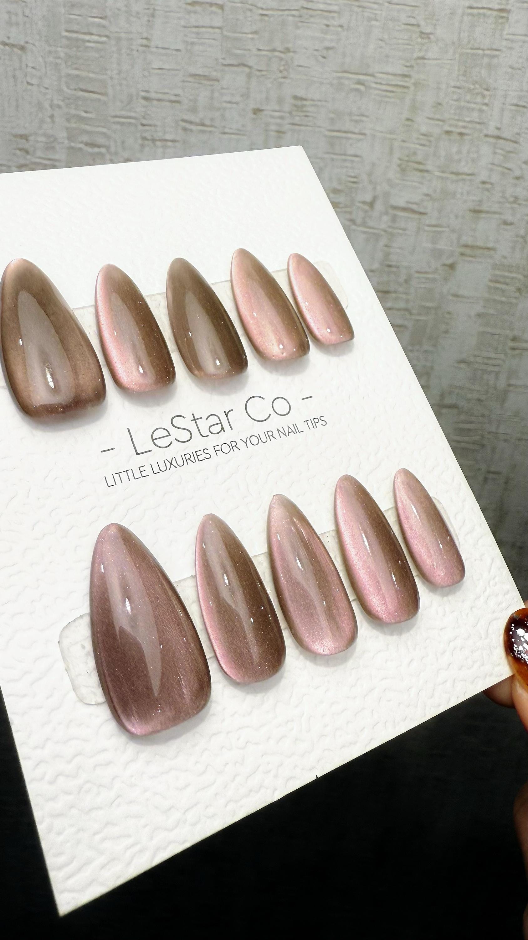 Reusable Taupe Mirage Cat Eye Effect | Nails Premium Press on Nails Gel Manicure Handprint Pressons Handmade | Lestarco nails WM1024