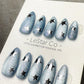 Reusable Starburst Hologram Cat Eye Effect| Premium Press on Nails Gel Hand Painted Pressons Customizable Gel Nail Artist faux nails WM1025