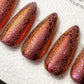 Reusable Golden Molten Peach Bubble Effect | Premium Press on Nails Gel Hand Painted Pressons Customizable Gel Nail fake nails WM1027