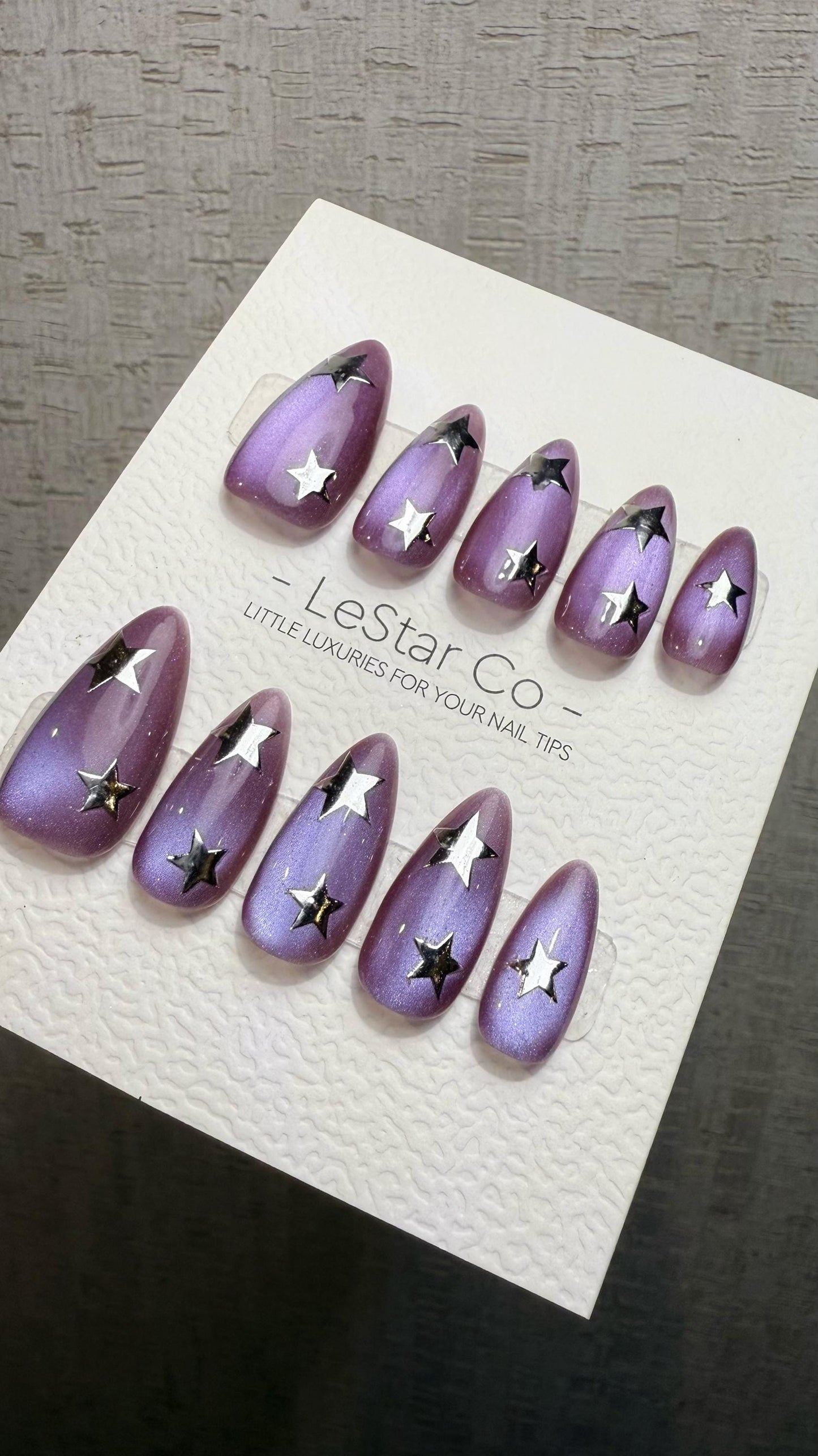 Reusable Cosmic Pulse Purple Cat Eye Effect| Premium Press on Nails Gel Hand Painted Pressons Customizable Gel Nail Artist faux nails WM1013