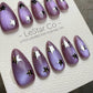 Reusable Cosmic Pulse Purple Cat Eye Effect| Premium Press on Nails Gel Hand Painted Pressons Customizable Gel Nail Artist faux nails WM1013