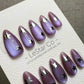 Reusable Cosmic Pulse Purple Cat Eye Effect| Premium Press on Nails Gel Hand Painted Pressons Customizable Gel Nail Artist faux nails WM1013