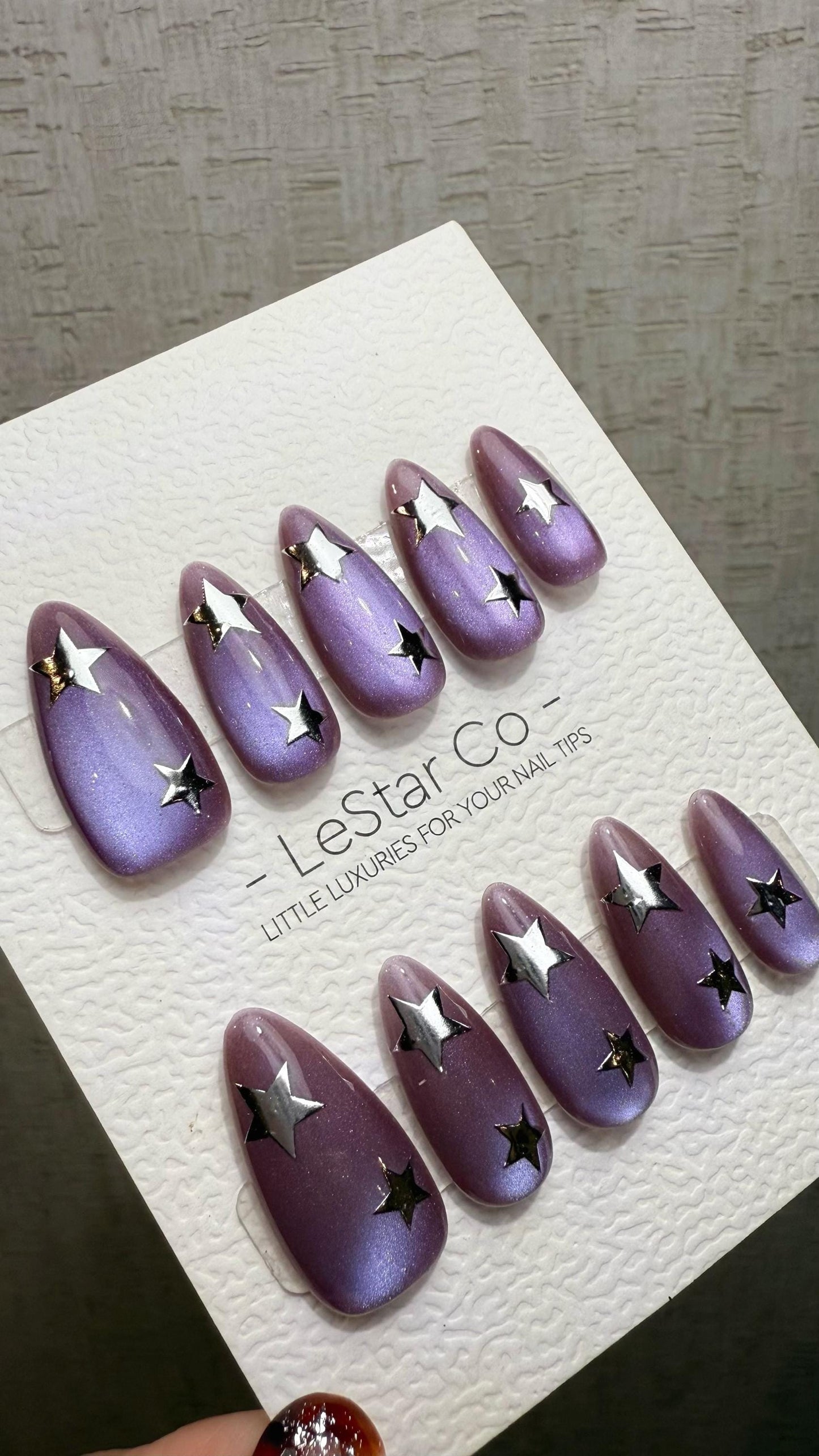 Reusable Cosmic Pulse Purple Cat Eye Effect| Premium Press on Nails Gel Hand Painted Pressons Customizable Gel Nail Artist faux nails WM1013