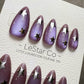 Reusable Cosmic Pulse Purple Cat Eye Effect| Premium Press on Nails Gel Hand Painted Pressons Customizable Gel Nail Artist faux nails WM1013