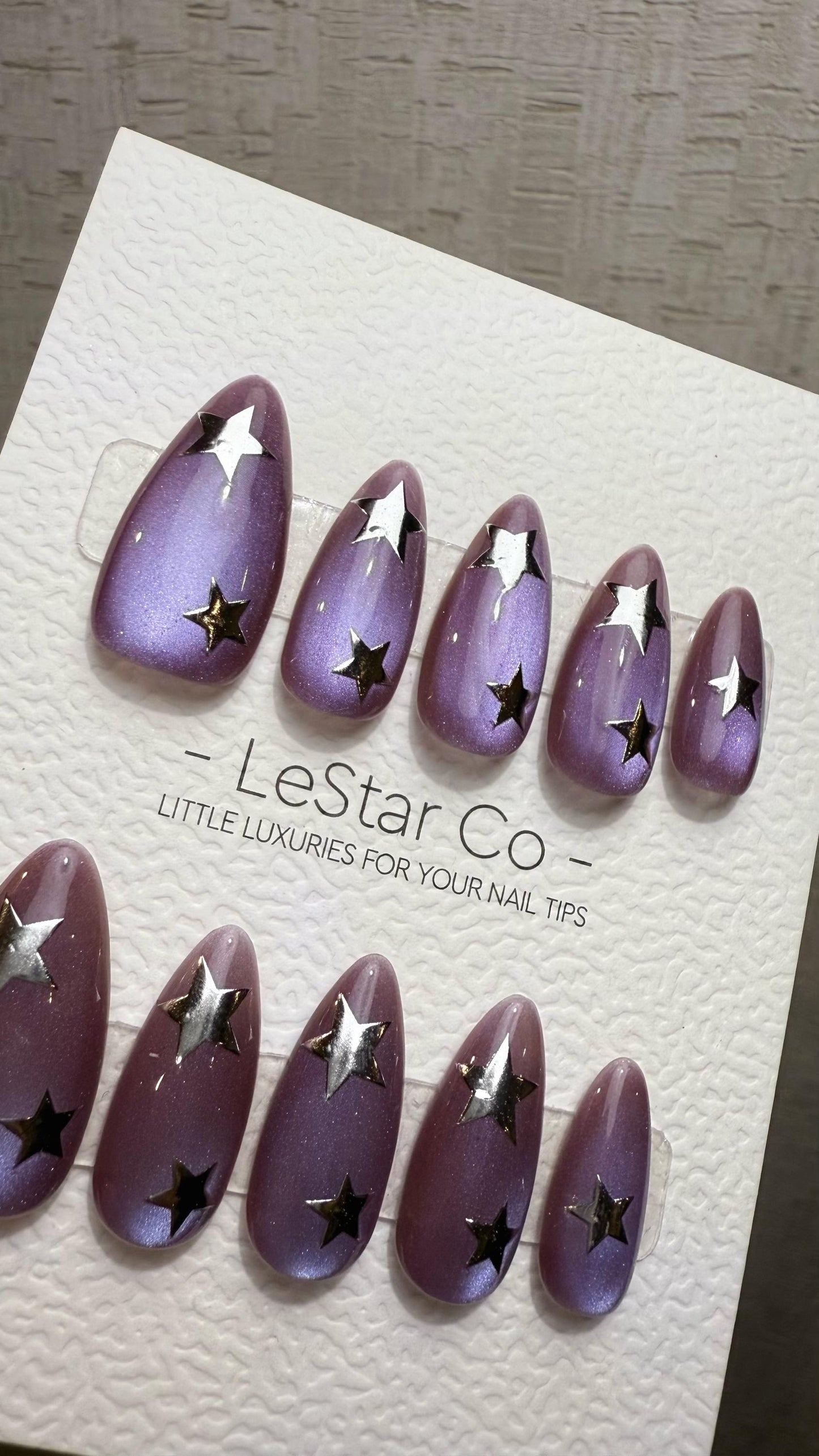 Reusable Cosmic Pulse Purple Cat Eye Effect| Premium Press on Nails Gel Hand Painted Pressons Customizable Gel Nail Artist faux nails WM1013