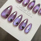 Reusable Cosmic Pulse Purple Cat Eye Effect| Premium Press on Nails Gel Hand Painted Pressons Customizable Gel Nail Artist faux nails WM1013