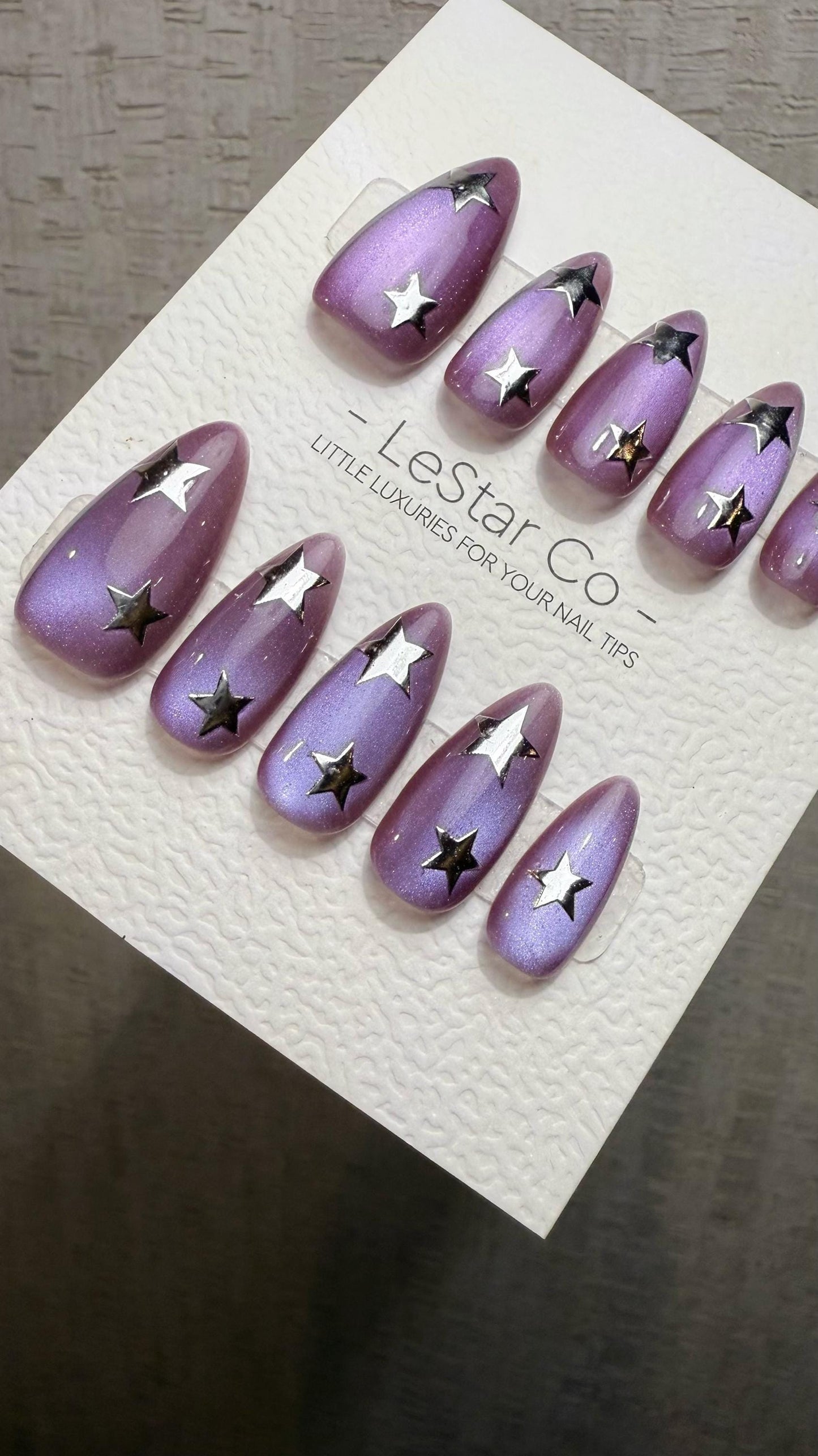Reusable Cosmic Pulse Purple Cat Eye Effect| Premium Press on Nails Gel Hand Painted Pressons Customizable Gel Nail Artist faux nails WM1013