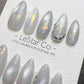 Reusable Frozen Opal Cat Eye Effect | Premium Press on Nails Gel Hand Painted Pressons Customizable Gel Nail faux nails WM1015